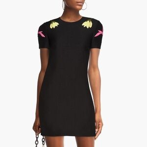 New Valentino Flower-Embellished Mini-Dress Size 38
